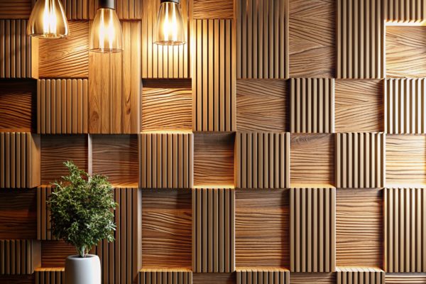 3d illustration panel wood modern light interior closeup 3d illustration panel wood modern light interior closeup